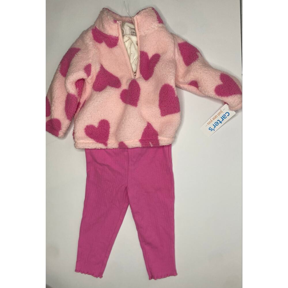 Carter's  Girls' 3pc Heart Fleece Sweatshirt, Bodysuit & Leggings Set, 9 M, NWT